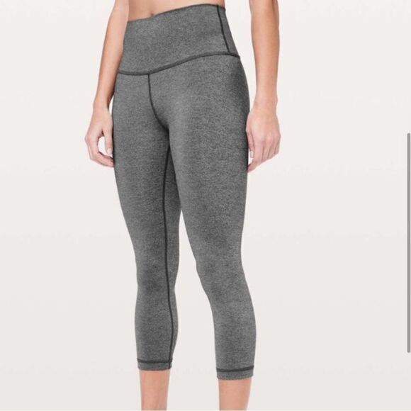 Lululemon Wunder Under Hi Rise Crop Legging  Heathered Gray - Picture 4 of 14